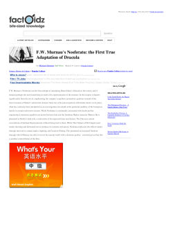 FW Murnau`s Nosferatu: the First True Adaptation of