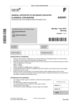 Unit A353/01 - Community life in the classical world