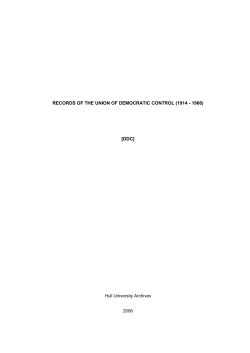 RECORDS OF THE UNION OF DEMOCRATIC CONTROL (1914
