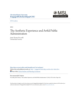 The Aesthetic Experience and Artful Public Administration