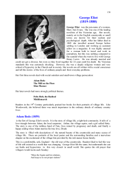 George Eliott, Hardy, James and Modernism