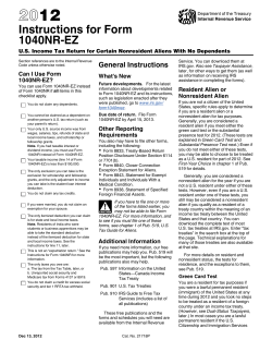 2012 Instructions for Form 1040NR-EZ