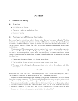 PHY140Y 1 Newton`s Gravity - University of Toronto, Particle