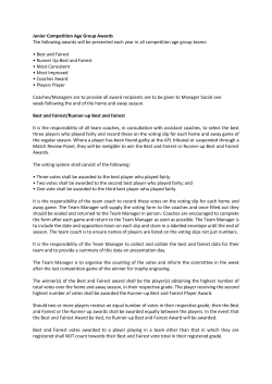 Junior Competition Age Group Awards The following awards will be