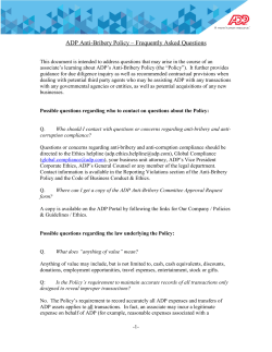 ADP Anti-Bribery Policy &ndash; Frequently Asked Questions