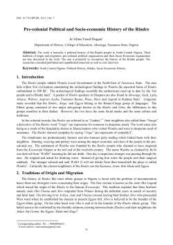 Pre-colonial Political and Socio-economic History of the Rindre