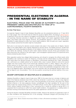 PRESIDENTIAL ELECTIONS IN ALGERIA &ndash; IN THE NAME OF