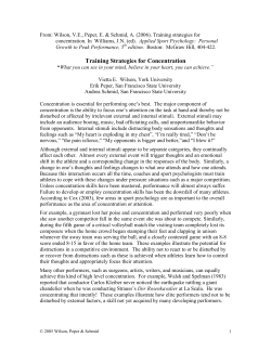 Strategies for Training Concentration