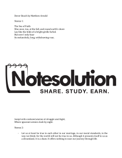 Dover Beach by Matthew Arnold Stanza 1: The Sea of Faith Was