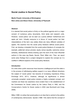 Social Justice in Social Policy