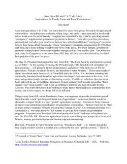 New Farm Bill and US Trade Policy