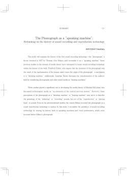 The Phonograph as a &ldquo;speaking machine&rdquo;: