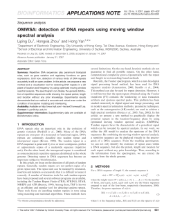 detection of DNA repeats using moving window
