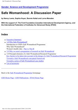 Safe Womanhood: A Discussion Paper