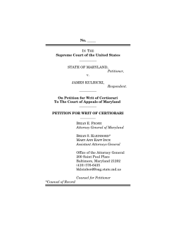 No. _____ Supreme Court of the United States ______ STATE OF