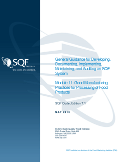 SQF Code, Ed. 7.1 Module 11 Guidance Document