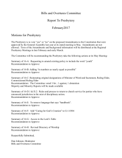 Bills and Overtures Committee Report To Presbytery February2017