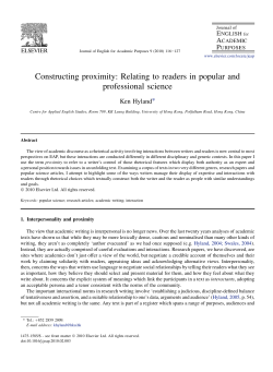 Constructing proximity: Relating to readers in popular and