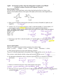 1 1 Alg2H 8-6 Functions of More Than One Independent Variable
