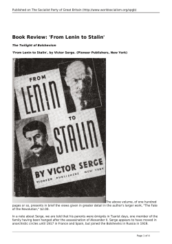 Book Review: `From Lenin to Stalin`