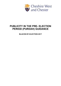PUBLICITY IN THE PRE- ELECTION PERIOD (PURDAH) GUIDANCE