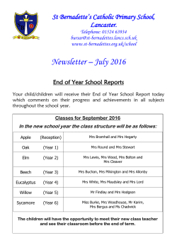 Dear Parents - St Bernadette`s