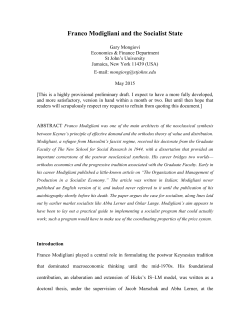 Franco Modigliani and the Socialist State