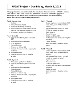 NIGHT Project &ndash; Due Friday, March 8, 2013