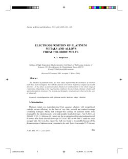 electrodeposition of platinum metals and alloys from chloride melts