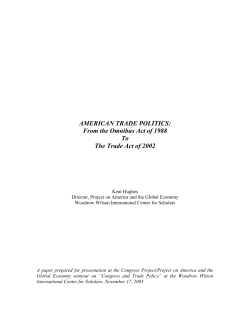 AMERICAN TRADE POLITICS: From the Omnibus
