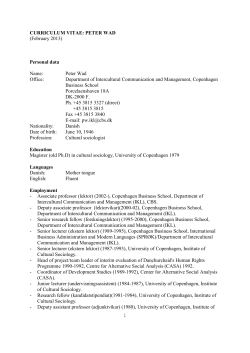 curriculum vitae: peter wad