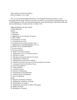 THE UNION OF SOUTH AFRICA SOUTH AFRICA ACT, 1909 This