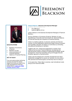 Chaice Paterson | Business Development Manager T (07) 5969
