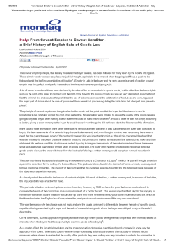 From Caveat Emptor to Caveat Venditor a Brief History of English