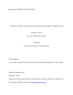 Running head: SUPPORT FOR PEACEMAKING