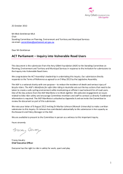ACT Par rliament t – Inquir ry into V Vulnerab ble Road Users