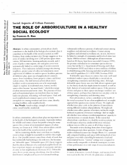 THE ROLE OF ARBORICULTURE IN A HEALTHY SOCIAL ECOLOGY