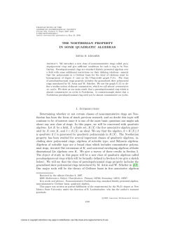 THE NOETHERIAN PROPERTY IN SOME QUADRATIC ALGEBRAS