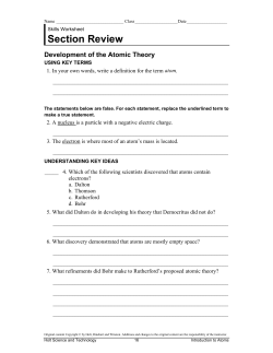 Section Review Development of the Atomic Theory