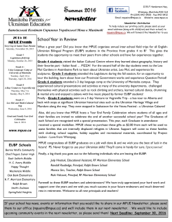 Summer 2016 - Manitoba Parents for Ukrainian Education