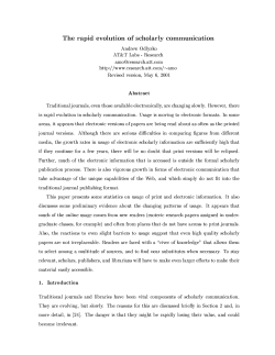The rapid evolution of scholarly communication Andrew Odlyzko
