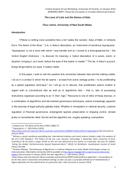 Critical Analysis of Law Workshop, University of Toronto, 21 January