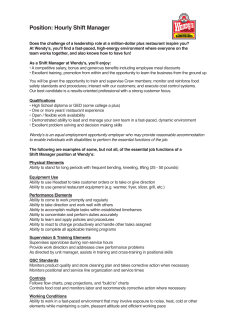 Position: Hourly Shift Manager