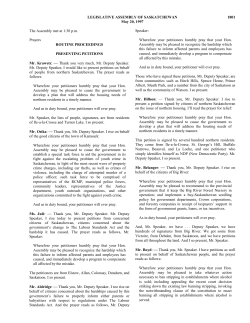 LEGISLATIVE ASSEMBLY OF SASKATCHEWAN 1801 May 20