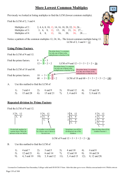 Common Lowest Multiples L7