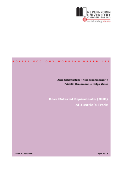 Raw Material Equivalents (RME) of Austria`s Trade - Alpen