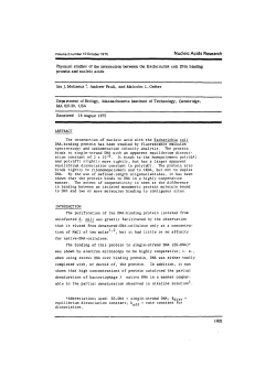 Physical studies of the interaction between the Escherichia coli DNA