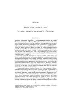 FOUNDATIONS FOR THE SIMULATION OF ECOSYSTEMS