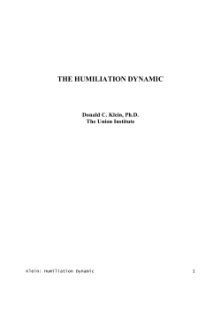 The Humiliation Dynamic - Human Dignity and Humiliation Studies