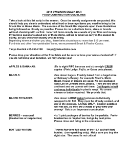 2014 SNACK BAR Food contribution guidelines